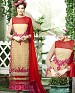 DESIGNER CREAM & RED STRAIGHT SUIT @ 31% OFF Rs 1915.00 Only FREE Shipping + Extra Discount - Georgette, Buy Georgette Online, Semi-stitched, Anarkali suit, Buy Anarkali suit,  online Sabse Sasta in India - Salwar Suit for Women - 4309/20151020