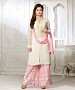 THANKAR LATEST WHITE AND PINK DESIGNER LONG SLEEVE ANARKALI SUIT @ 31% OFF Rs 1791.00 Only FREE Shipping + Extra Discount - Suit, Buy Suit Online, Semi Stitched, Georgette, Buy Georgette,  online Sabse Sasta in India - Salwar Suit for Women - 5327/20151209