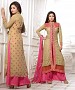 THANKAR LATEST BEIGE AND PINK DESIGNER LONG SLEEVE PLAZO SUIT @ 31% OFF Rs 1791.00 Only FREE Shipping + Extra Discount - Suit, Buy Suit Online, Semi Stitched, Georgette, Buy Georgette,  online Sabse Sasta in India - Salwar Suit for Women - 5328/20151209