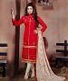 THANKAR RED AND WHITE LONG SLEEVE STRAIGHT SUIT @ 31% OFF Rs 1235.00 Only FREE Shipping + Extra Discount - Suit, Buy Suit Online, Semi Stitched, silk, Buy silk,  online Sabse Sasta in India - Salwar Suit for Women - 5330/20151209