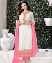 THANKAR WHITE AND PEACH GORGETTE WITH SIPLI WORK STRAIGHT SUIT @ 31% OFF Rs 1791.00 Only FREE Shipping + Extra Discount - GORGETTE WITH SIPLI WORK, Buy GORGETTE WITH SIPLI WORK Online, STRAIGHT SUIT, SEMI STITCHED, Buy SEMI STITCHED,  online Sabse Sasta in India - Salwar Suit for Women - 5344/20151209