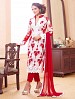 THANKAR WHITE AND RED PARTY WEAR STRAIGHT SUIT @ 31% OFF Rs 1668.00 Only FREE Shipping + Extra Discount - Georgette Suit, Buy Georgette Suit Online, Semi-stitched Suit, Straight suit, Buy Straight suit,  online Sabse Sasta in India - Salwar Suit for Women - 5954/20160112