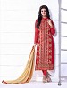 THANKAR RED AND BEIGE HEAVY EMBROIDERY STRAIGHT SUIT @ 31% OFF Rs 1915.00 Only FREE Shipping + Extra Discount - Georgette Suit, Buy Georgette Suit Online, Semi-stitched Suit, Straight suit, Buy Straight suit,  online Sabse Sasta in India -  for  - 6005/20160112