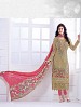THANKAR BEIGE AND PEACH HEAVY EMBROIDERY STRAIGHT SUIT @ 31% OFF Rs 1915.00 Only FREE Shipping + Extra Discount - Georgette Suit, Buy Georgette Suit Online, Semi-stitched Suit, Straight suit, Buy Straight suit,  online Sabse Sasta in India - Salwar Suit for Women - 6008/20160112