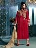 Thankar Embroidered Designer Red Straight Suits @ 31% OFF Rs 1853.00 Only FREE Shipping + Extra Discount - Laycra Suit, Buy Laycra Suit Online, Semi-stitched Suit, Straight suit, Buy Straight suit,  online Sabse Sasta in India -  for  - 6079/20160114