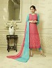 PINK AND SKY CHIFFON STRAIGHT SUIT @ 31% OFF Rs 1606.00 Only FREE Shipping + Extra Discount - Chiffon Suit, Buy Chiffon Suit Online, Semi-stitched Suit, Straight suit, Buy Straight suit,  online Sabse Sasta in India - Salwar Suit for Women - 6594/20160220