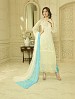 OFF WHITE AND SKY CHIFFON STRAIGHT SUIT @ 31% OFF Rs 1606.00 Only FREE Shipping + Extra Discount - Chiffon Suit, Buy Chiffon Suit Online, Semi-stitched Suit, Straight suit, Buy Straight suit,  online Sabse Sasta in India - Salwar Suit for Women - 6596/20160220