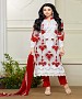 OFF WHITE AND RED STRAIGHT SUIT @ 31% OFF Rs 1544.00 Only FREE Shipping + Extra Discount - Georgette Suits, Buy Georgette Suits Online, Straight Salwar Suit, Semi Stiched Suit, Buy Semi Stiched Suit,  online Sabse Sasta in India - Salwar Suit for Women - 7998/20160325
