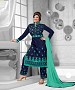 New Attractive Navy Blue Straight Suit @ 31% OFF Rs 1173.00 Only FREE Shipping + Extra Discount - Chanderi Silk Suit, Buy Chanderi Silk Suit Online, Straight Salwar Suit, Semi Stiched Suit, Buy Semi Stiched Suit,  online Sabse Sasta in India - Salwar Suit for Women - 8000/20160325