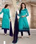 Designer Aqua And Navy Blue Straight Suit @ 31% OFF Rs 1112.00 Only FREE Shipping + Extra Discount - Cotton Suit, Buy Cotton Suit Online, Straight Salwar Suit, Semi Stiched Suit, Buy Semi Stiched Suit,  online Sabse Sasta in India - Salwar Suit for Women - 8997/20160505
