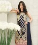 NAVY BLUE AND CREAM EMBROIDERED FAUX GEORGETTE STRAIGHT SUIT @ 31% OFF Rs 2100.00 Only FREE Shipping + Extra Discount - GEORGETTE, Buy GEORGETTE Online, ANARKALI SUIT, partywear suit, Buy partywear suit,  online Sabse Sasta in India - Salwar Suit for Women - 9067/20160505