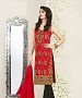RED AND BLACK EMBROIDERED FAUX GEORGETTE STRAIGHT SUIT @ 31% OFF Rs 2100.00 Only FREE Shipping + Extra Discount - GEORGETTE, Buy GEORGETTE Online, STRAIGHT SUIT, partywear suit, Buy partywear suit,  online Sabse Sasta in India - Salwar Suit for Women - 9068/20160505