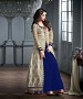 BLUE AND CREAM EMBROIDERED GEORGETTE ANARKALI SUIT @ 31% OFF Rs 2966.00 Only FREE Shipping + Extra Discount - chanderi, Buy chanderi Online, STRAIGHT SUIT, partywear suit, Buy partywear suit,  online Sabse Sasta in India - Salwar Suit for Women - 9081/20160505