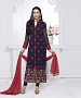 NAVY & RED EMBROIDERED FAUX GEORGETTE STRAIGHT SUIT @ 31% OFF Rs 2100.00 Only FREE Shipping + Extra Discount - chanderi, Buy chanderi Online, STRAIGHT SUIT, partywear suit, Buy partywear suit,  online Sabse Sasta in India - Salwar Suit for Women - 9086/20160505