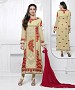 BEIGE & RED EMBROIDERED FAUX GEORGETTE STRAIGHT SUIT @ 31% OFF Rs 2100.00 Only FREE Shipping + Extra Discount - chanderi, Buy chanderi Online, STRAIGHT SUIT, partywear suit, Buy partywear suit,  online Sabse Sasta in India -  for  - 9088/20160505