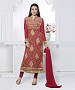 RED EMBROIDERED FAUX GEORGETTE STRAIGHT SUIT @ 31% OFF Rs 2100.00 Only FREE Shipping + Extra Discount - chanderi, Buy chanderi Online, STRAIGHT SUIT, partywear suit, Buy partywear suit,  online Sabse Sasta in India - Salwar Suit for Women - 9090/20160505