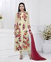 OFF WHITE & RED EMBROIDERED FAUX GEORGETTE STRAIGHT SUIT @ 31% OFF Rs 2100.00 Only FREE Shipping + Extra Discount - chanderi, Buy chanderi Online, STRAIGHT SUIT, partywear suit, Buy partywear suit,  online Sabse Sasta in India -  for  - 9091/20160505