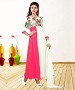 WHITE & PINK PRINTED GEORGETTE ANARKALI SUIT @ 31% OFF Rs 1235.00 Only FREE Shipping + Extra Discount - Georgette Suits, Buy Georgette Suits Online, Anarkali Salwar Suit, Semi Stiched Suit, Buy Semi Stiched Suit,  online Sabse Sasta in India -  for  - 9328/20160520