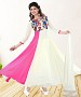 WHITE & PINK PRINTED GEORGETTE ANARKALI SUIT @ 31% OFF Rs 1235.00 Only FREE Shipping + Extra Discount - Georgette Suits, Buy Georgette Suits Online, Anarkali Salwar Suit, Semi Stiched Suit, Buy Semi Stiched Suit,  online Sabse Sasta in India -  for  - 9330/20160520