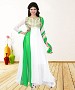 WHITE & GREEN EMBROIDERED GEORGETTE ANARKALI SUIT @ 31% OFF Rs 1235.00 Only FREE Shipping + Extra Discount - Georgette Suits, Buy Georgette Suits Online, Anarkali Salwar Suit, Semi Stiched Suit, Buy Semi Stiched Suit,  online Sabse Sasta in India - Salwar Suit for Women - 9335/20160520