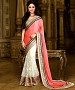 PEACH AND WHITE THREDWORK CHIFFON GEORGETTE SAREE @ 31% OFF Rs 2100.00 Only FREE Shipping + Extra Discount - saree, Buy saree Online, georgette saree, deasiner  saree, Buy deasiner  saree,  online Sabse Sasta in India - Sarees for Women - 9883/20160520