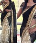 CREAM & BLACK MULTY WORK GEORGETTE & NET HALF AND HALF BOLLYWOOD DESIGNER SAREE @ 31% OFF Rs 2657.00 Only FREE Shipping + Extra Discount - saree, Buy saree Online, georgette saree, deasiner  saree, Buy deasiner  saree,  online Sabse Sasta in India - Sarees for Women - 9977/20160520
