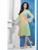 THANKAR LIGHT SKY & YELLOW DESIGNER STITCHED KURTI @ 31% OFF Rs 988.00 Only FREE Shipping + Extra Discount - Georgette, Buy Georgette Online, Stitched, Party Wear Kurti, Buy Party Wear Kurti,  online Sabse Sasta in India - Kurtas & Kurtis for Women - 3144/20150925
