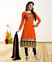 ORANGE AND BLACK PRINTED POLYCOTTON  DRESS MATEIRIAL @ 31% OFF Rs 679.00 Only FREE Shipping + Extra Discount - suits, Buy suits Online, STRAIGHT SUIT, cotton suits, Buy cotton suits,  online Sabse Sasta in India - Salwar Suit for Women - 9654/20160520