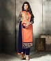 PEACH AND NAVY BLUE EMBROIDERED COTTON DRESS MATEIRIAL @ 31% OFF Rs 1112.00 Only FREE Shipping + Extra Discount - suits, Buy suits Online, STRAIGHT SUIT, cotton suits, Buy cotton suits,  online Sabse Sasta in India - Salwar Suit for Women - 9667/20160520