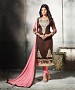 BROWN AND LIGHT PINK EMBROIDERED COTTON DRESS MATEIRIAL @ 31% OFF Rs 1112.00 Only FREE Shipping + Extra Discount - suits, Buy suits Online, STRAIGHT SUIT, cotton suits, Buy cotton suits,  online Sabse Sasta in India -  for  - 9669/20160520