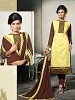 YELLOW AND BROWN EMBROIDERED COTTON DRESS MATEIRIAL @ 31% OFF Rs 1112.00 Only FREE Shipping + Extra Discount - suits, Buy suits Online, STRAIGHT SUIT, cotton suits, Buy cotton suits,  online Sabse Sasta in India -  for  - 9677/20160520