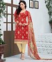 RED AND CREAM EMBROIDERED COTTON JEQUARD DRESS MATEIRIAL @ 31% OFF Rs 1050.00 Only FREE Shipping + Extra Discount - suits, Buy suits Online, STRAIGHT SUIT, cotton suits, Buy cotton suits,  online Sabse Sasta in India - Salwar Suit for Women - 9687/20160520