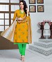 YELLOW AND GREEN EMBROIDERED COTTON JEQUARD DRESS MATEIRIAL @ 31% OFF Rs 1050.00 Only FREE Shipping + Extra Discount - suits, Buy suits Online, STRAIGHT SUIT, cotton suits, Buy cotton suits,  online Sabse Sasta in India -  for  - 9693/20160520