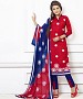 RED AND BLUE EMBROIDERED COTTON DRESS MATEIRIAL @ 31% OFF Rs 1050.00 Only FREE Shipping + Extra Discount - suits, Buy suits Online, STRAIGHT SUIT, cotton suits, Buy cotton suits,  online Sabse Sasta in India -  for  - 9702/20160520