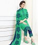 GREEN AND BLUE EMBROIDERED COTTON DRESS MATEIRIAL @ 31% OFF Rs 1050.00 Only FREE Shipping + Extra Discount - suits, Buy suits Online, STRAIGHT SUIT, cotton suits, Buy cotton suits,  online Sabse Sasta in India - Salwar Suit for Women - 9705/20160520