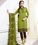 LIME GREEN AND BROWN EMBROIDERED COTTON DRESS MATEIRIAL @ 31% OFF Rs 1050.00 Only FREE Shipping + Extra Discount - suits, Buy suits Online, STRAIGHT SUIT, cotton suits, Buy cotton suits,  online Sabse Sasta in India -  for  - 9706/20160520