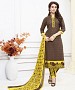 BROWN AND YELLOW EMBROIDERED COTTON DRESS MATEIRIAL @ 31% OFF Rs 1050.00 Only FREE Shipping + Extra Discount - suits, Buy suits Online, STRAIGHT SUIT, cotton suits, Buy cotton suits,  online Sabse Sasta in India - Salwar Suit for Women - 9709/20160520