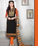 Black & Orange Embroidery Chanderi Cotton Dress Material @ 31% OFF Rs 1050.00 Only FREE Shipping + Extra Discount - Chanderi Cotton Suit, Buy Chanderi Cotton Suit Online, EMBROIDERED Suit, Straight Suit, Buy Straight Suit,  online Sabse Sasta in India - Salwar Suit for Women - 9718/20160520