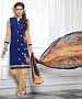 NavyBlue & Beige Embroidery Chanderi Cotton Dress Material @ 31% OFF Rs 1050.00 Only FREE Shipping + Extra Discount - Chanderi Cotton Suit, Buy Chanderi Cotton Suit Online, EMBROIDERED Suit, STRAIGHT SUIT, Buy STRAIGHT SUIT,  online Sabse Sasta in India -  for  - 9725/20160520