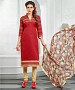 Red & Beige Embroidery Chanderi Cotton Dress Material @ 31% OFF Rs 1050.00 Only FREE Shipping + Extra Discount - Chanderi Cotton Suit, Buy Chanderi Cotton Suit Online, EMBROIDERED Suit, STRAIGHT SUIT, Buy STRAIGHT SUIT,  online Sabse Sasta in India -  for  - 9729/20160520