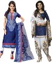 COMBO ONE BLUE PRINTED DRESS MATERIAL AND NAVY BLUE & WHITE POLLYCOTTON PRINTED DRESS MATERIAL @ 41% OFF Rs 1050.00 Only FREE Shipping + Extra Discount - Printed Suit, Buy Printed Suit Online, Poly Cotton, STRAIGHT SUIT, Buy STRAIGHT SUIT,  online Sabse Sasta in India - Salwar Suit for Women - 9733/20160520