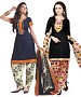 COMBO ONE NAVY BLUE & CREAM PRINTED DRESS MATERIAL AND BLACK & MULTY PRINTED POLLYCOTTON DRESS MATERIAL @ 41% OFF Rs 1050.00 Only FREE Shipping + Extra Discount - Printed Suit, Buy Printed Suit Online, Poly Cotton, STRAIGHT SUIT, Buy STRAIGHT SUIT,  online Sabse Sasta in India - Salwar Suit for Women - 9734/20160520