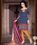 Navy Blue & Orange Printed Crepe Dress Material @ 31% OFF Rs 679.00 Only FREE Shipping + Extra Discount - suits, Buy suits Online, Designr suits, stragit suits, Buy stragit suits,  online Sabse Sasta in India - Salwar Suit for Women - 9772/20160520
