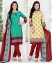 Rama Green & Cream Printed Crepe Dress Material @ 31% OFF Rs 1112.00 Only FREE Shipping + Extra Discount - suits, Buy suits Online, Deginer suit, Straight suit, Buy Straight suit,  online Sabse Sasta in India - Salwar Suit for Women - 9805/20160520