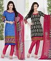 Blue & Black Printed Crepe Dress Material @ 31% OFF Rs 1112.00 Only FREE Shipping + Extra Discount - suits, Buy suits Online, Deginer suit, Straight suit, Buy Straight suit,  online Sabse Sasta in India - Salwar Suit for Women - 9807/20160520