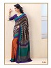 Thankar Blue And Orange Crepe Printed Saree @ 31% OFF Rs 988.00 Only FREE Shipping + Extra Discount - Saree, Buy Saree Online, Printed, Crepe, Buy Crepe,  online Sabse Sasta in India - Sarees for Women - 3609/20150925