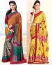 THANKAR COMBO ONE MULTI PRINTED SAREE AND YELLOW PRINTED SAREE @ 31% OFF Rs 1977.00 Only FREE Shipping + Extra Discount - Saree, Buy Saree Online, Printed, Crepe, Buy Crepe,  online Sabse Sasta in India - Sarees for Women - 3643/20150925