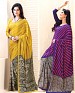 THANKAR COMBO ONE PURPLE PRINTED SAREE AND YELLOW PRINTED SAREE @ 31% OFF Rs 1977.00 Only FREE Shipping + Extra Discount - Saree, Buy Saree Online, Printed, Crepe, Buy Crepe,  online Sabse Sasta in India - Sarees for Women - 3648/20150925