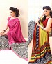 THANKAR COMBO ONE PINK PRINTED SAREE AND YELLOW PRINTED SAREE @ 31% OFF Rs 1977.00 Only FREE Shipping + Extra Discount - Saree, Buy Saree Online, Printed, Crepe, Buy Crepe,  online Sabse Sasta in India - Sarees for Women - 3650/20150925