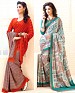 THANKAR COMBO ONE AQUA AND BROWN PRINTED SAREE AND ORANGE PRINTED SAREE @ 31% OFF Rs 1977.00 Only FREE Shipping + Extra Discount - Saree, Buy Saree Online, Printed, Crepe, Buy Crepe,  online Sabse Sasta in India - Sarees for Women - 3653/20150925